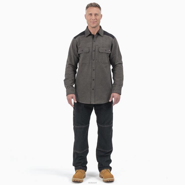 Heren Dickies zwaargewicht gespierd flanellen overhemd mosgroen (c1e) werk kleding 6F0X951