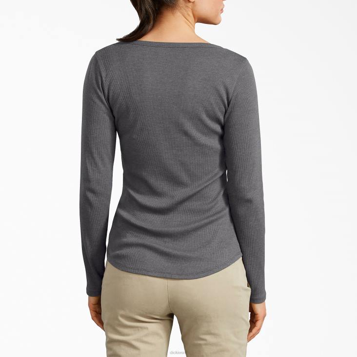 vrouwen Dickies henley shirt met lange mouwen grafietgrijs (gad) werk kleding 6F0X2121