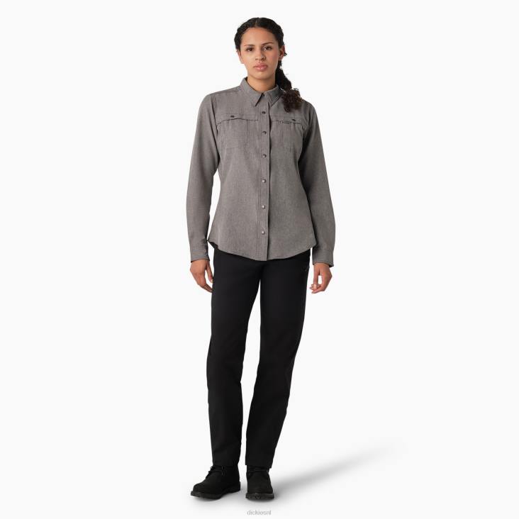vrouwen Dickies verkoelend werkoverhemd met rollipje grafietgrijs (gad) werk kleding 6F0X1676