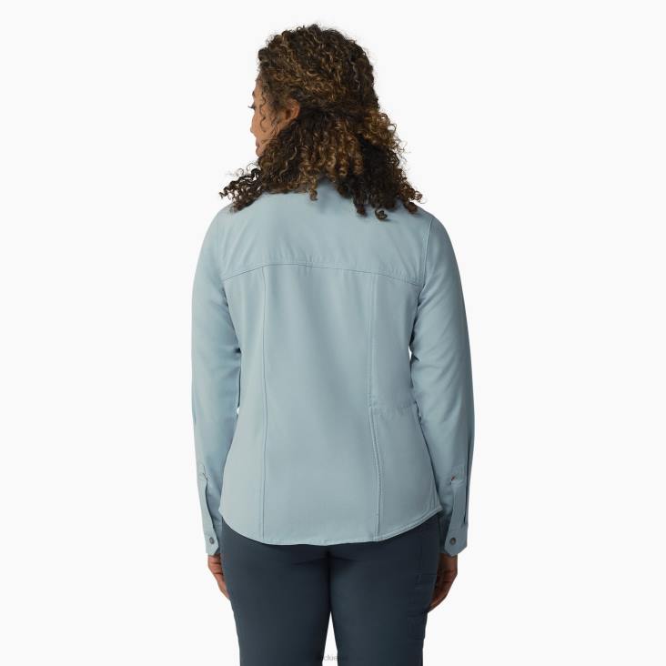 vrouwen Dickies verkoelend werkoverhemd met rollipje helderblauw (eud) werk kleding 6F0X1675
