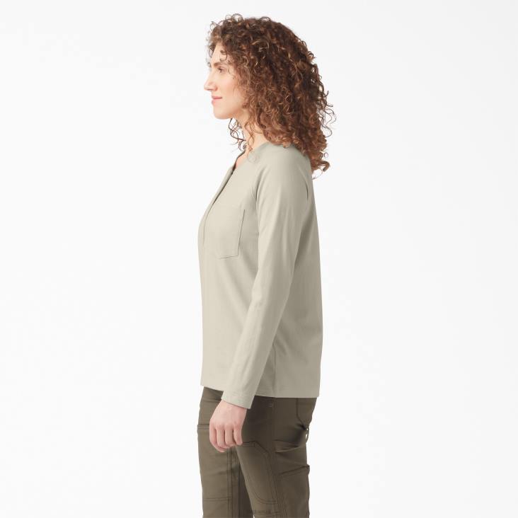 vrouwen Dickies zwaargewicht henley havermout (ot9) werk kleding 6F0X2199