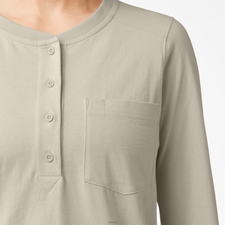 vrouwen Dickies zwaargewicht henley havermout (ot9) werk kleding 6F0X2199