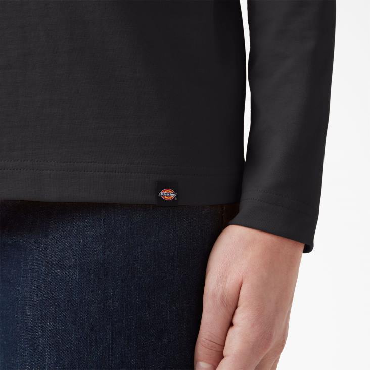 vrouwen Dickies zwaargewicht henley zwart (kbk) werk kleding 6F0X2198