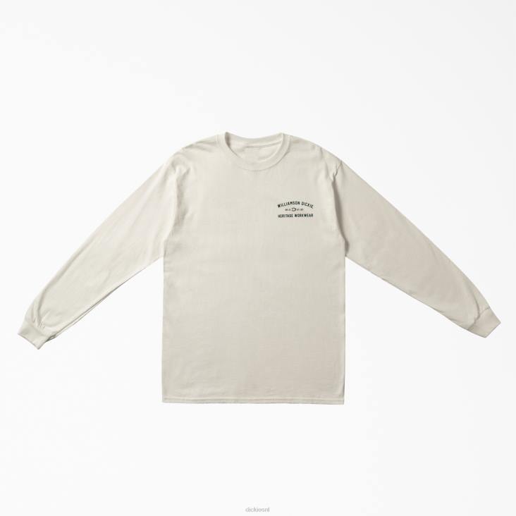 Heren Dickies w.d. Heritage Workwear grafisch T-shirt met lange mouwen wit (wh) werk kleding 6F0X764