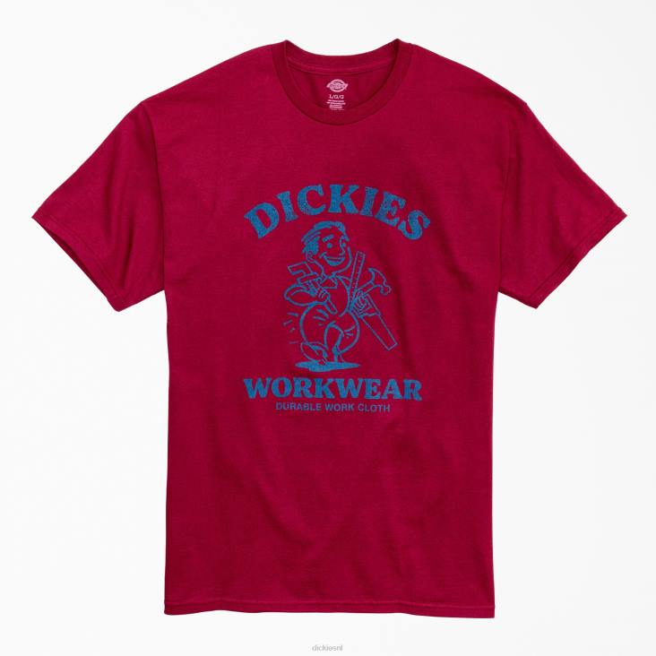 Heren Dickies duurzaam grafisch t-shirt van werkstof bordeaux (door) werk kleding 6F0X909