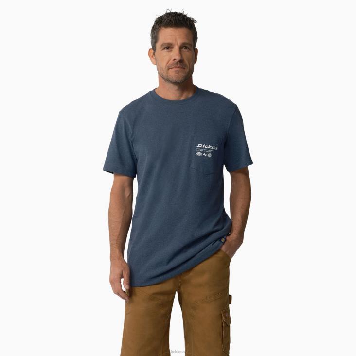 Heren Dickies united by work grafisch t-shirt jeansblauw (d25) werk kleding 6F0X881