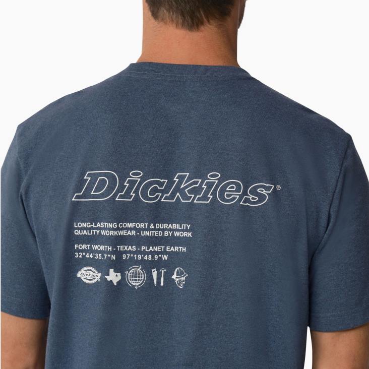 Heren Dickies united by work grafisch t-shirt jeansblauw (d25) werk kleding 6F0X881