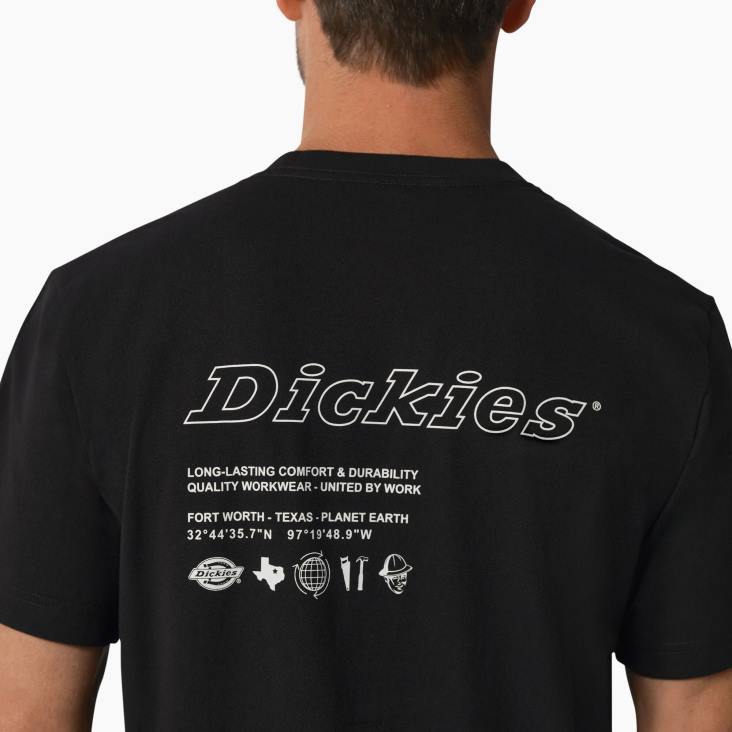 Heren Dickies united by work grafisch t-shirt zwart (b25) werk kleding 6F0X880