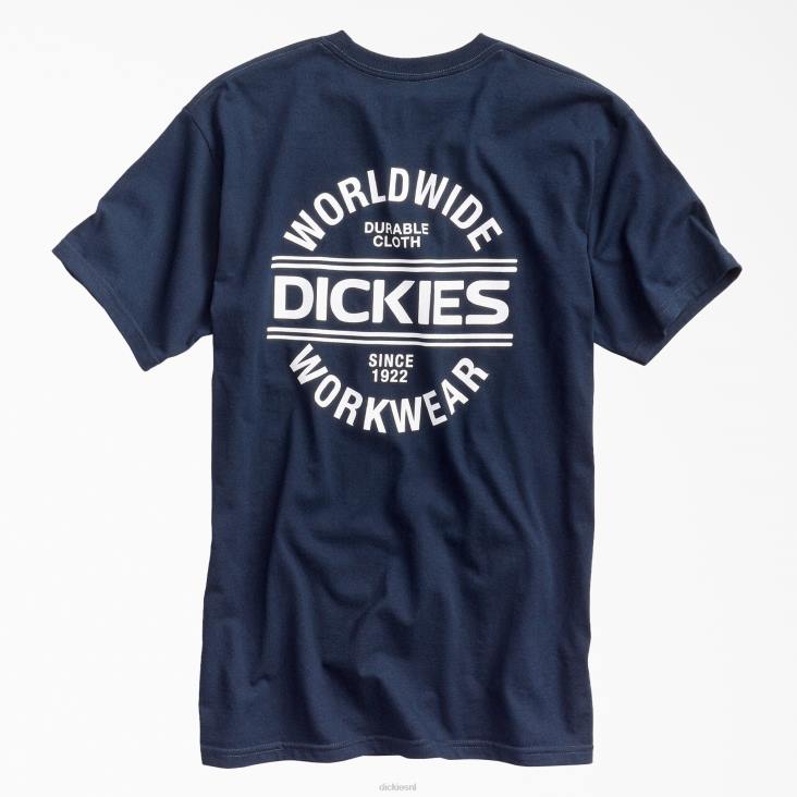 Heren Dickies wereldwijd werkkleding grafisch t-shirt donker marineblauw (dn) werk kleding 6F0X925