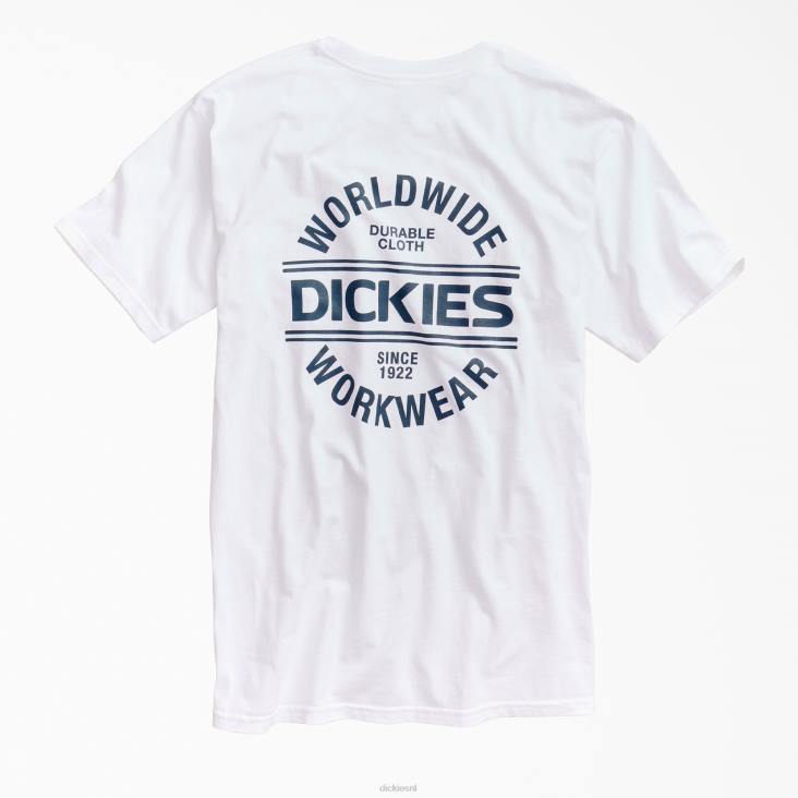 Heren Dickies wereldwijd werkkleding grafisch t-shirt wit (wh) werk kleding 6F0X927