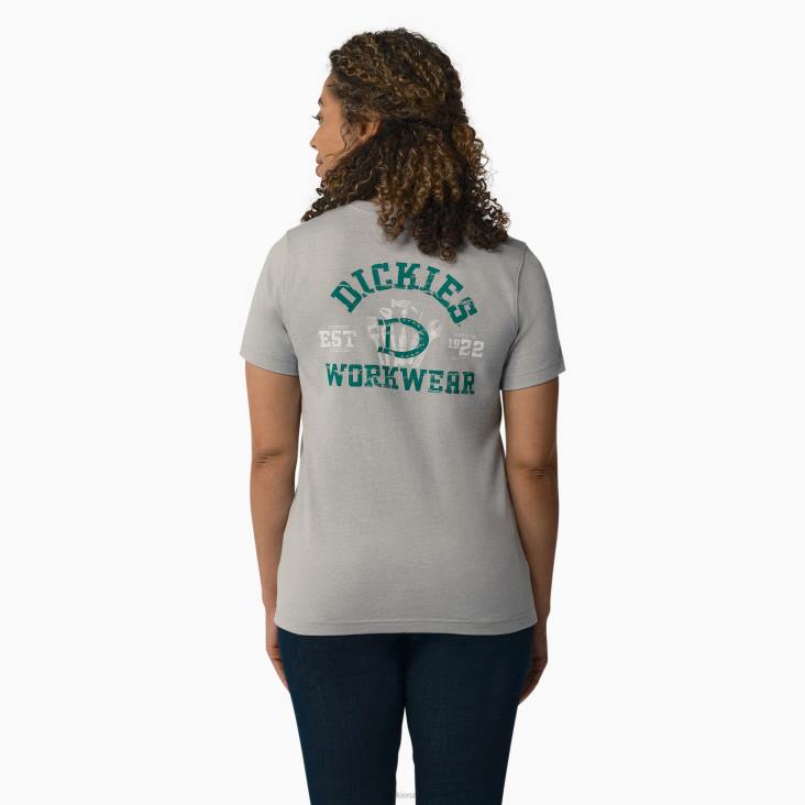 vrouwen Dickies zwaargewicht werkkleding grafisch t-shirt grijs gemêleerd (h2) werk kleding 6F0X2116