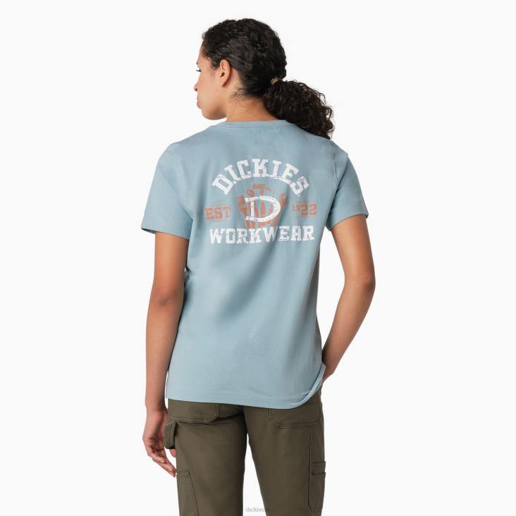 vrouwen Dickies zwaargewicht werkkleding grafisch t-shirt kade blauw (du1) werk kleding 6F0X2115