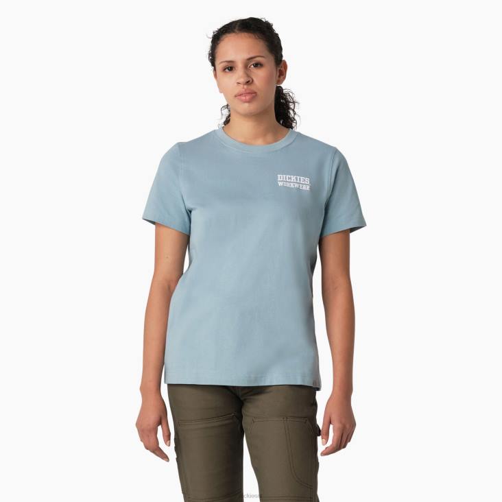 vrouwen Dickies zwaargewicht werkkleding grafisch t-shirt kade blauw (du1) werk kleding 6F0X2115