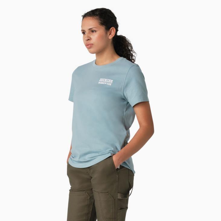 vrouwen Dickies zwaargewicht werkkleding grafisch t-shirt kade blauw (du1) werk kleding 6F0X2115