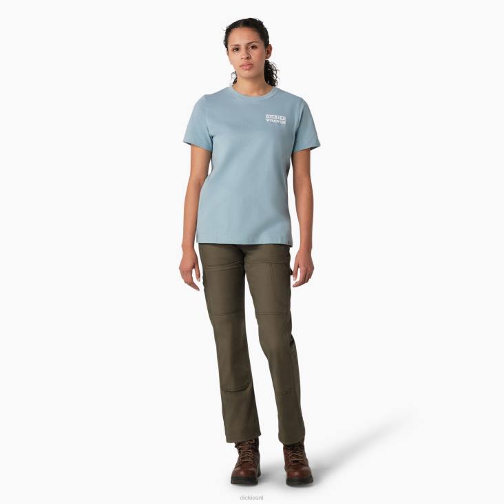 vrouwen Dickies zwaargewicht werkkleding grafisch t-shirt kade blauw (du1) werk kleding 6F0X2115