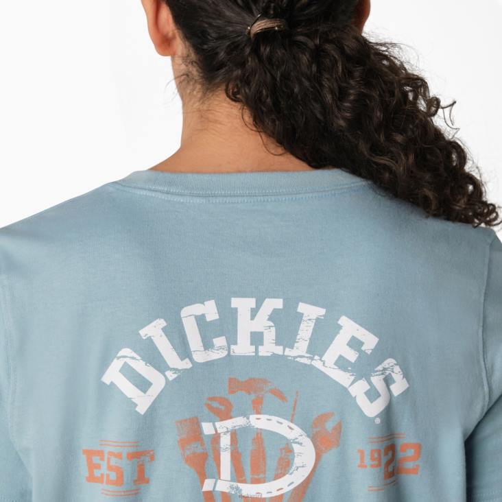 vrouwen Dickies zwaargewicht werkkleding grafisch t-shirt kade blauw (du1) werk kleding 6F0X2115