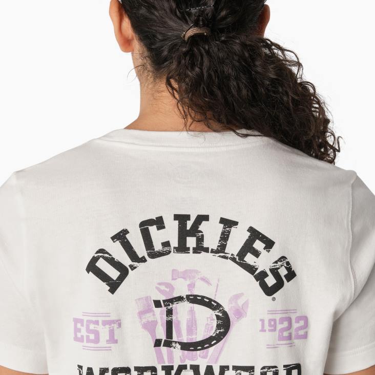 vrouwen Dickies zwaargewicht werkkleding grafisch t-shirt wit (wh) werk kleding 6F0X2119