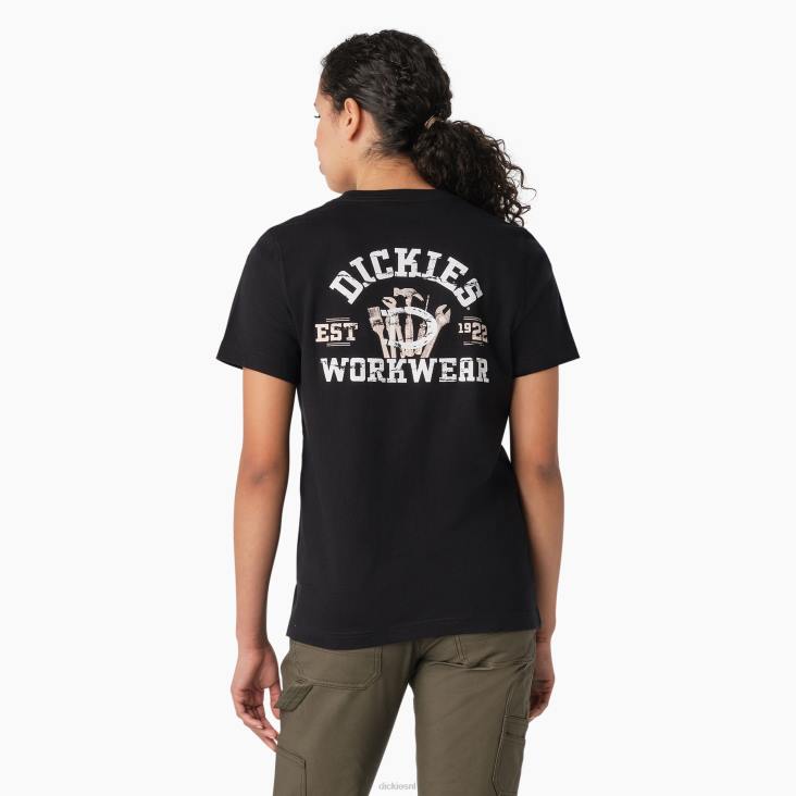 vrouwen Dickies zwaargewicht werkkleding grafisch t-shirt zwart (kbk) werk kleding 6F0X2117