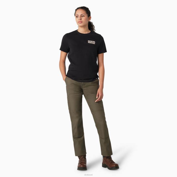 vrouwen Dickies zwaargewicht werkkleding grafisch t-shirt zwart (kbk) werk kleding 6F0X2117