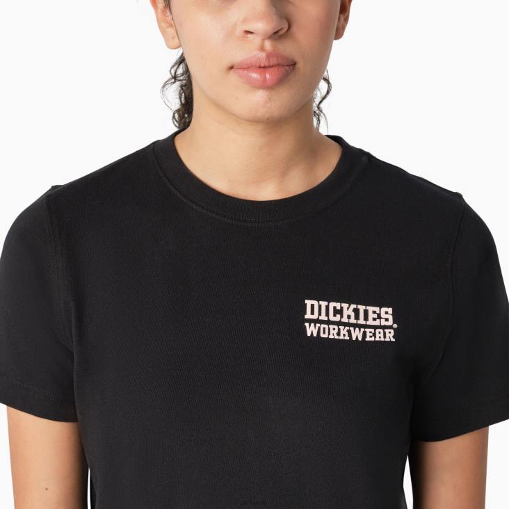 vrouwen Dickies zwaargewicht werkkleding grafisch t-shirt zwart (kbk) werk kleding 6F0X2117