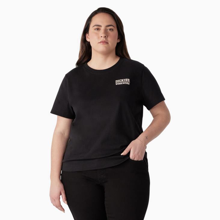 vrouwen Dickies plus zwaargewicht grafisch T-shirt voor werkkleding zwart (kbk) werk kleding 6F0X2190
