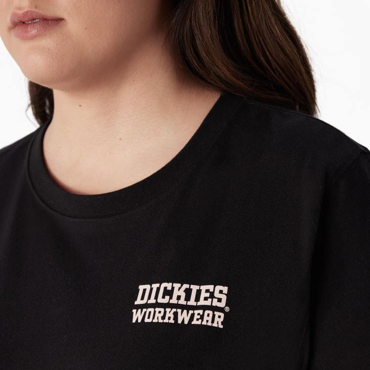 vrouwen Dickies plus zwaargewicht grafisch T-shirt voor werkkleding zwart (kbk) werk kleding 6F0X2190